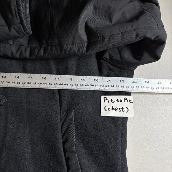 John Varvatos USA Wool Blend Hooded Peacoat Jacket - Men's Size L - Black - Picture 12 of 15